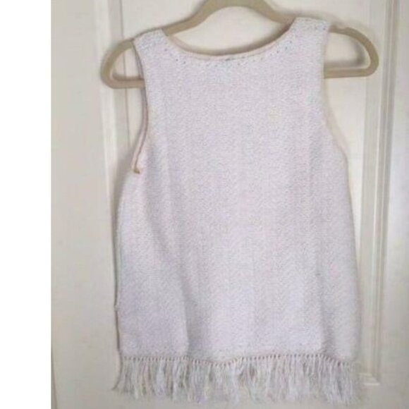 Joie Fringed Tank Top Womens XS Extra Small Ivory Sleeveless Cotton Nariko - Picture 3 of 8